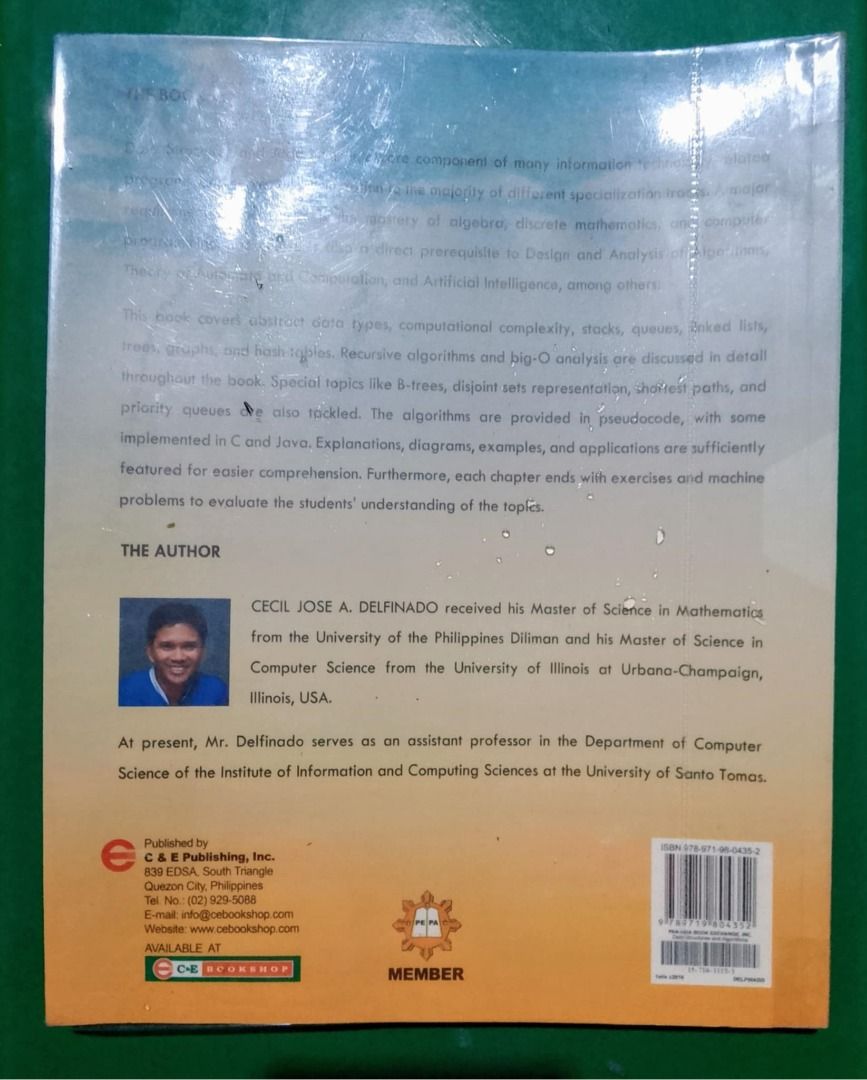 Data Structures and Algorithm by Cecil Jose A. Delfinado (Category: Textbooks) located in Quezon City. Submitted by patriciatan19 (Listing ID 1382079709, Image 2). Description: Data Structures and Algorithm by Cecil Jose A. Delfinado.