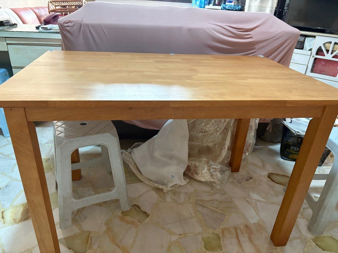 Dining Table (Category: Tables & Sets) located in Singapore. Submitted by penwest (Listing ID 1381967457, Image 2). Description: Measures 114cm (L) x 70cm (w) x 74cm(H) Very good condition as hardly use and tabletop has cloth overlay. Includes free dismantling .