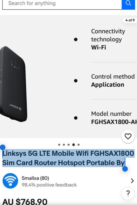 Linksys 5G Mobile Router - FGHSAX180063218248684034113