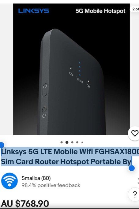 Linksys 5G Mobile Router - FGHSAX180063218248684034112