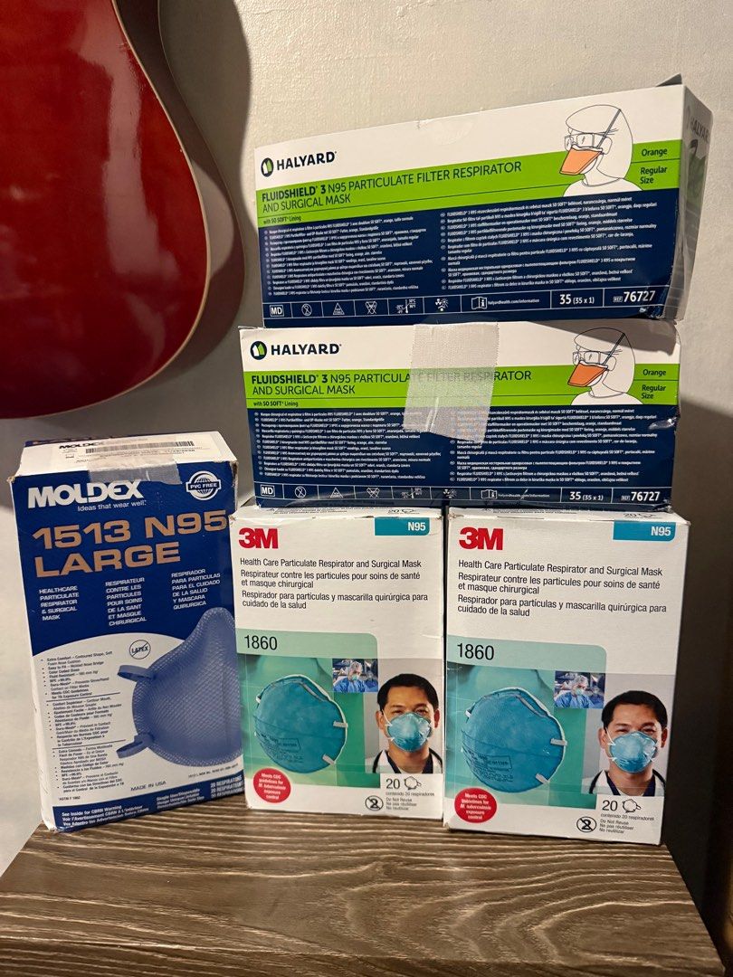 N95 Masks (Category: Face Masks & Face Shields) located in Valenzuela. Submitted by rikamp1orr (Listing ID 1381981943, Image 1). Description: ✨3M 1860 N95 Box of 20 - SOLD ✨MOLDEX N95 Particulate Respirator Surgical Masks, Box of 20 # 1513, Size Large - 1200php ✨HALYARD* FLUIDSHIELD* N95 Particulate Filter Respirator and Surgical Mask - 1000php per box.