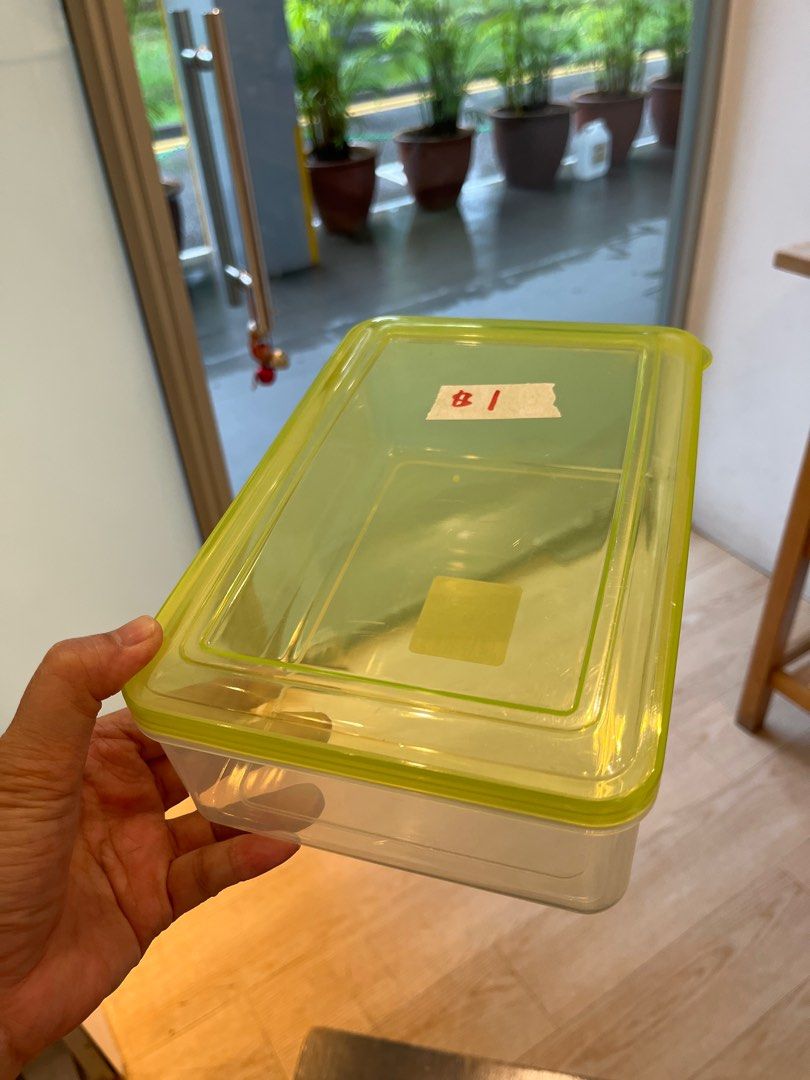 Plastic Food Storage Container with Green Lid