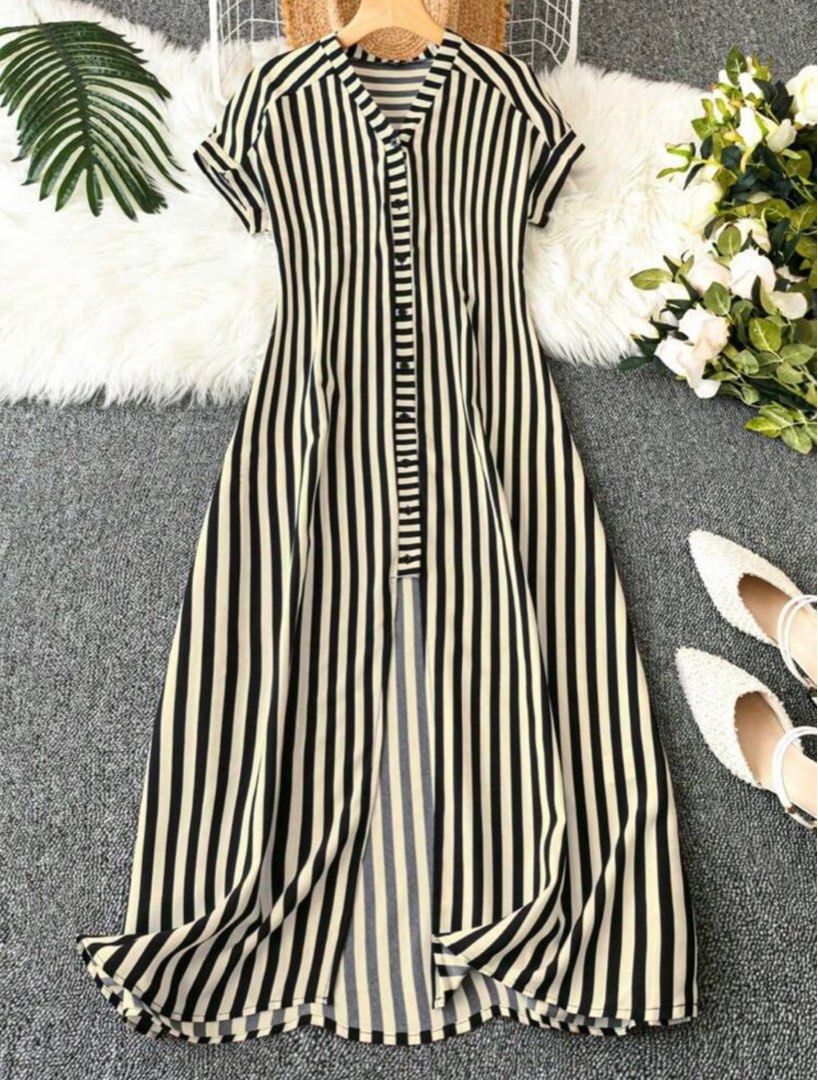 Plus size Apricot striped Dress (Category: Dresses) located in Las Pinas. Submitted by zarinc (Listing ID 1381928559, Image 1). Description: REDUCED PRICE TO ₱250 Super steal already!! Not used, freshly laundered Size XL, measurements in the photo New.