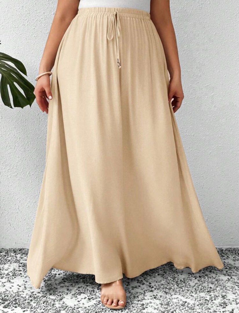 Plus size Shein Assymetrical Maxi Skirt (Category: Skirts) located in Las Pinas. Submitted by zarinc (Listing ID 1381950749, Image 1). Description: New, freshly laundered Size 1XL, see exact measurements on the photo. Assymetrical cut Apricot color.