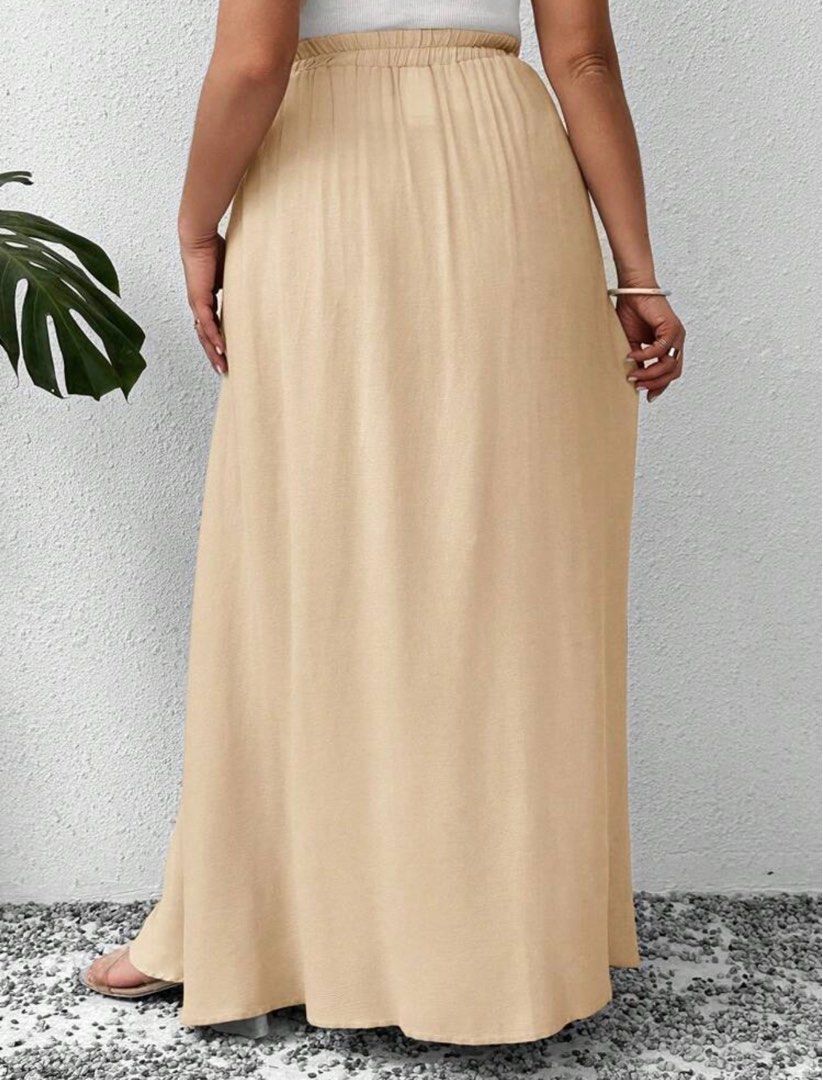 Plus size Shein Assymetrical Maxi Skirt (Category: Skirts) located in Las Pinas. Submitted by zarinc (Listing ID 1381950749, Image 2). Description: New, freshly laundered Size 1XL, see exact measurements on the photo. Assymetrical cut Apricot color.