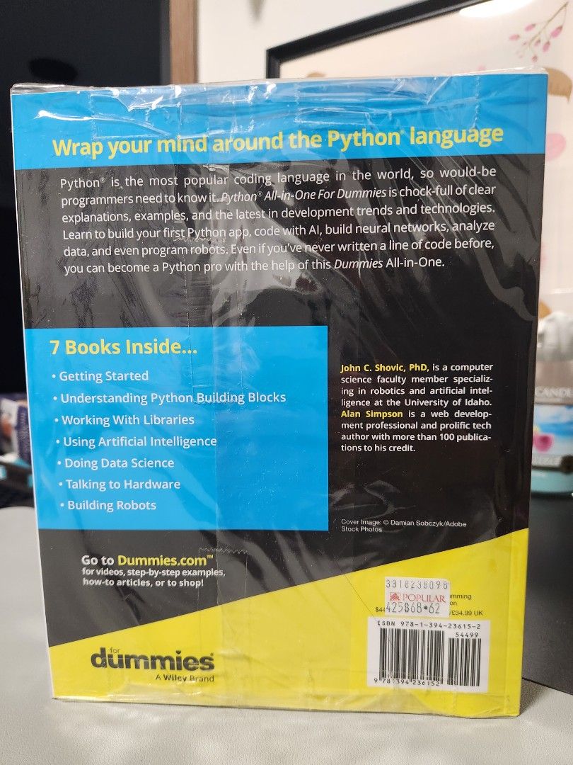Python for Dummies All-in-One 3rd Edition (Category: Textbooks) located in Singapore. Submitted by yanfunee (Listing ID 1381902225, Image 2). Description: - Brand new Python for Dummies All-in-One (3rd edition). - Includes 7 books in one! - Ideal for learning the Python language. - Suitable for beginners and those expanding their Python knowledge. brand new in wrapping foil.