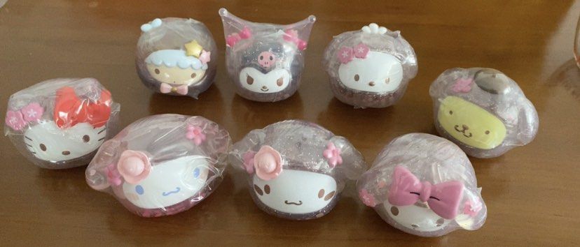 Sanrio Sofubi (Category: Toy Figures) located in Singapore. Submitted by colourfulg (Listing ID 1381954407, Image 1). Description: Selling these adorable Sanrio character figures! They are all brand new and still in their original packaging. The characters include Hello Kitty, kuromi, Cinnamoroll, and other Sanrio characters. These are perfect for collectors or as gifts. If you're a fan of Sanrio, you won't want to miss out on these cute figures!