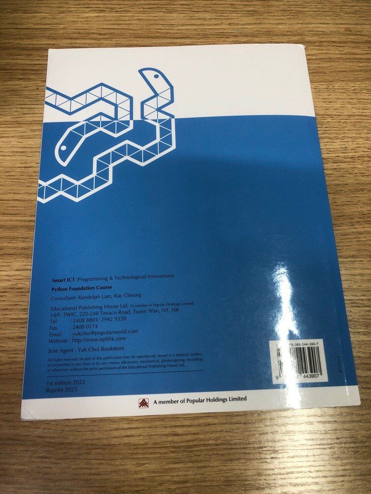 Smart ICT Python Foundation Course （分類：教科書）位於 Hong Kong。 由 epyk0208 提交（商品編號 1382074762，圖片 2）。簡介： 有少部份寫咗notes 屯馬綫沿線／旺角區交收 。