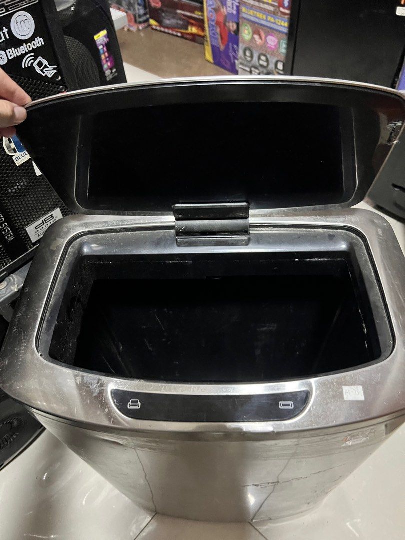 Stainless Trashcan with Sensor As Is (Category: Storage Boxes & Baskets) located in Pasay City. Submitted by meostore (Listing ID 1381940100, Image 3). Description: .