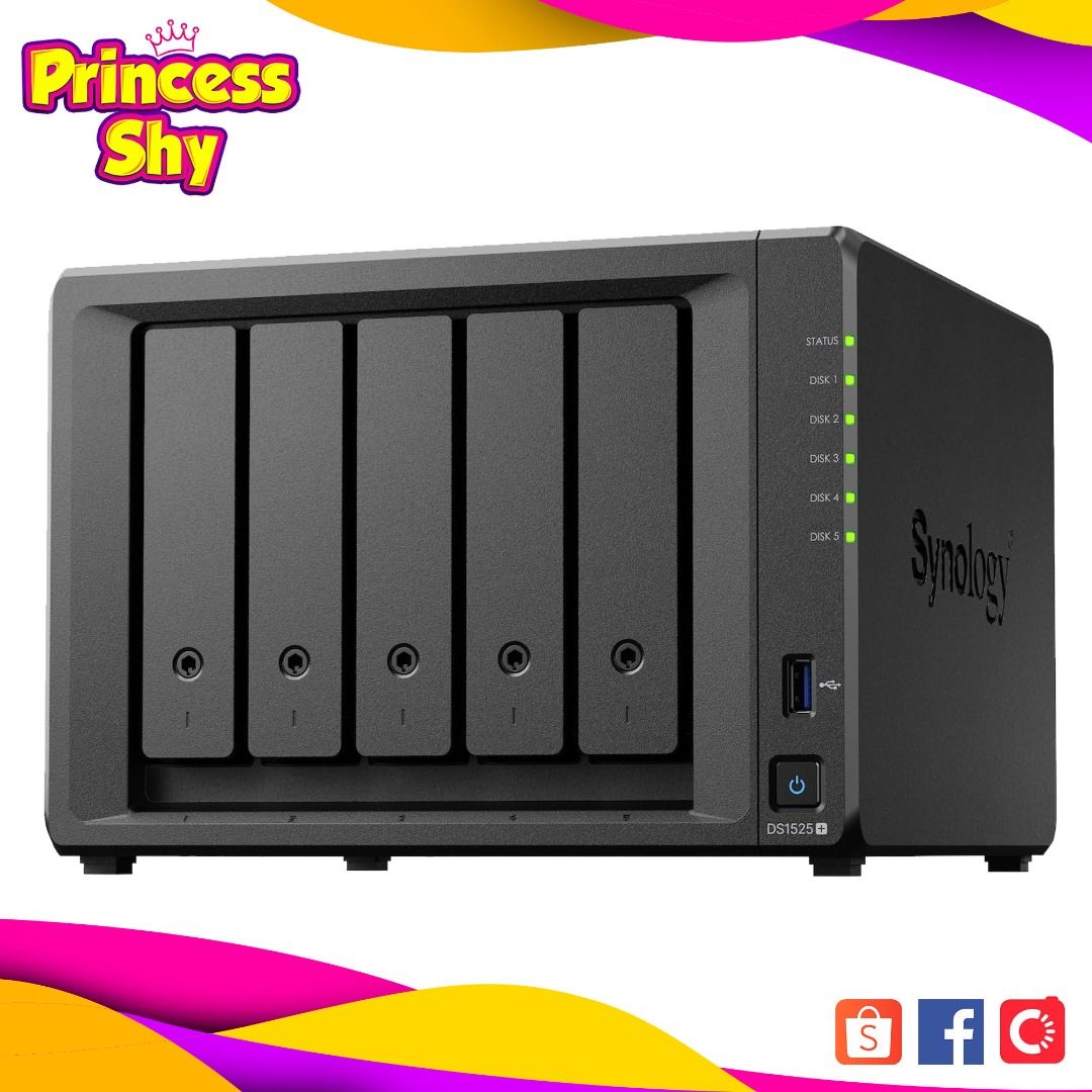 Synology DiskStation DS1525+ 5-Bay NAS Enclosure (Category: Computer Parts) located in San Juan City. Submitted by princessshyph (Listing ID 1381926070, Image 1). Description: Synology DiskStation DS1525+ 5-Bay NAS Enclosure 💾 Next-Level Data Storage for Professionals and Businesses Looking for a powerful and secure NAS solution? The Synology DS1525+ delivers enterprise-class performance, centralized data management, and advanced backup features