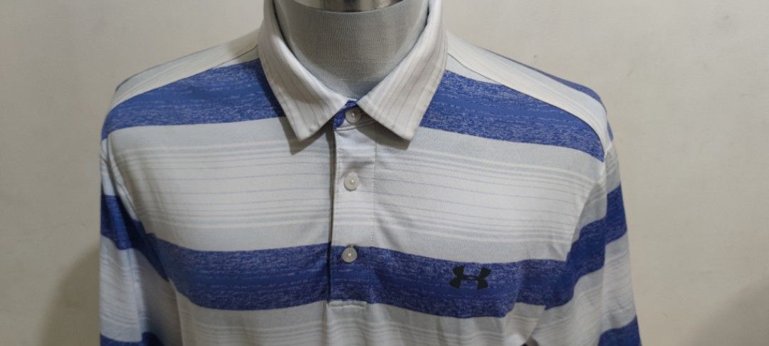 Ua polo heatgear (Category: Tshirts & Polo Shirts ) located in Davao. Submitted by thrifturchoice (Listing ID 1382045442, Image 2). Description: UA the playOFFpolo Large on print tag 23 x 31 - XL f Excellent Condition Rubberized logo 890 Free ( Shipped J&T🔥) MOP:Gcash/BankT🔥.