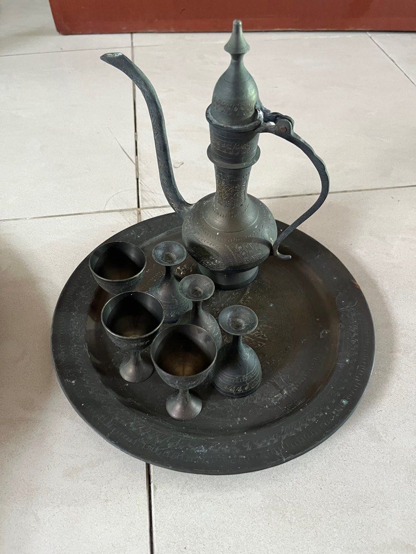Vintage Metal Tea Set with Tray
