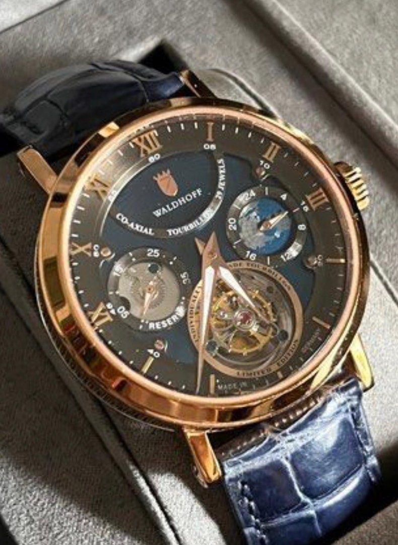 WALDHOFF Ultramatic Carbon Bay RG, 18K Rose Gold plated,Co-Axial