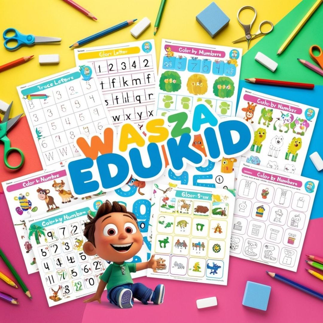 Worksheet Aktiviti Belajar ABC, Nombor & Warna | Sesuai untuk Anak 3-8 ...