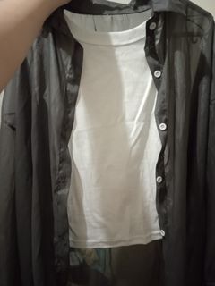 灰色透視恤衫/透視外套+背心(黑/白)64240752118017110