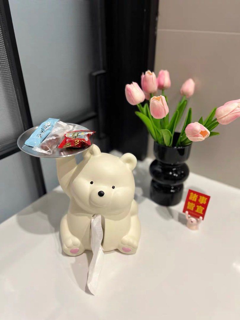 Cutie Porcelain Bear Tissue Holder (Category: Storage Boxes & Baskets) located in Makati City. Submitted by jsica777 (Listing ID 1382213986, Image 2). Description: Super duper cute! Finest guaranteed quality; no damage; easy to use; super classy; strong; durable; Materials: ceramics / porcelain Length: 19cm Width: 14cm Height: 22cm Plate size: 17cm RFS: bought a new one .