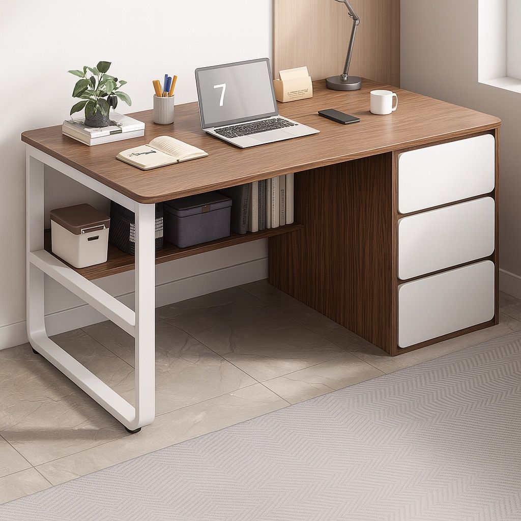 Dark Wood Study Table | Drawer Shelf Writing Table | Ecological Board ...