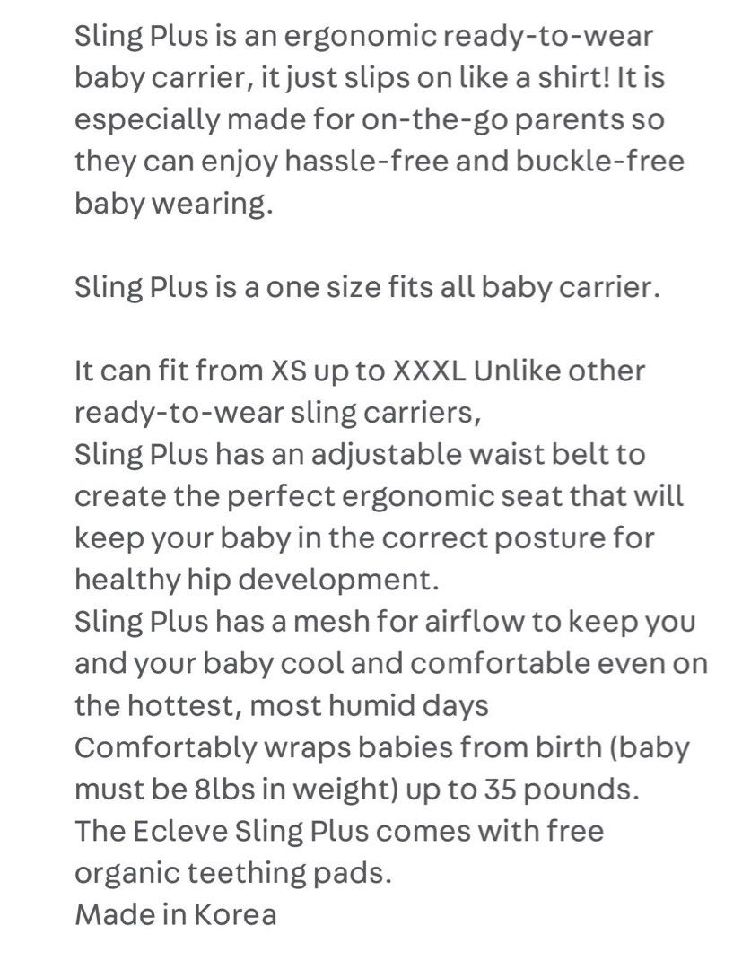 Ecleve soft wrap carrier (Category: Carriers & Slings) located in Quezon City. Submitted by tan__k (Listing ID 1382173771, Image 3). Description: used once only to try like new condition Best pricr already.