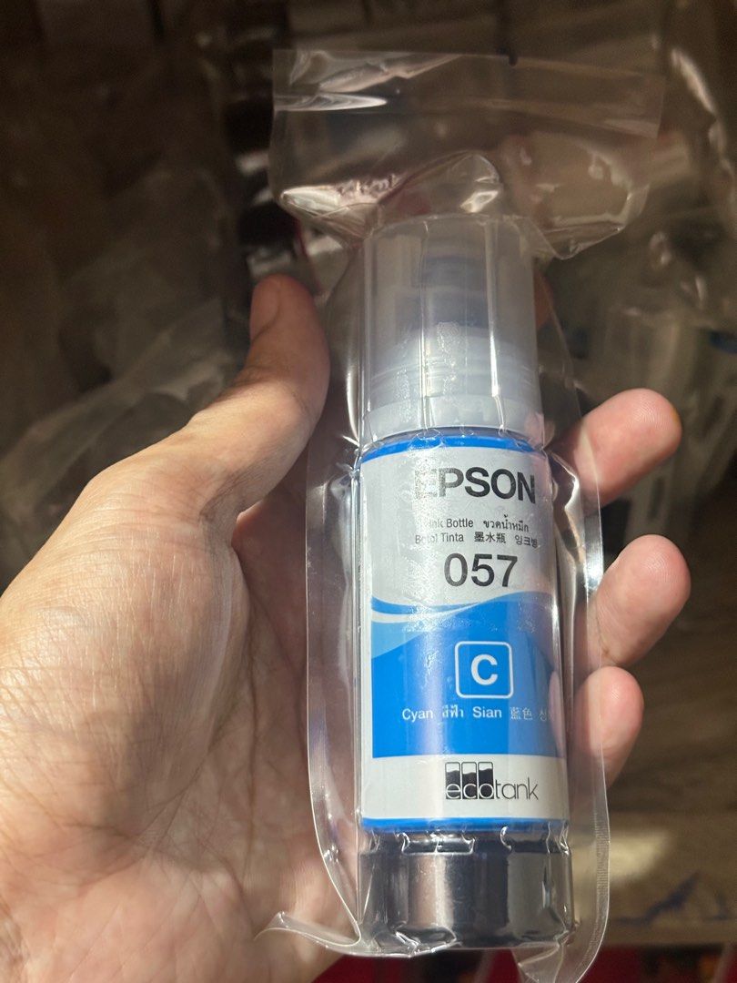 Epson 057 Ink (Original) (Category: Printers, Scanners & Copiers) located in Malabon City. Submitted by reyyyyyyyyyyyyyyy (Listing ID 1382268486, Image 2). Description: Selling Original Epson 057 ink Cyan and Magenta only Compatibility is buyer’s responsibility For Epson L8050/L18050 -Original -Brandnew -Selling below srp, No box RFS: Too many stocks P600 Meetup: Uncle John’s Cayco, Manila only.