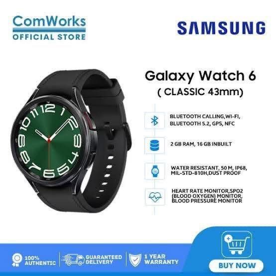 Galaxy Watch 6 Classic (Category: Men's Watches) located in Mandaluyong City. Submitted by margemerx (Listing ID 1382101626, Image 1). Description: Selling Samsung Galaxy Watch 6 Classic Regular price: Ps22,900.00 Selling for: Ps17,000.00 negotiable (please be fair) Sealed box with warranty RFS: I already have one, exact model and color.