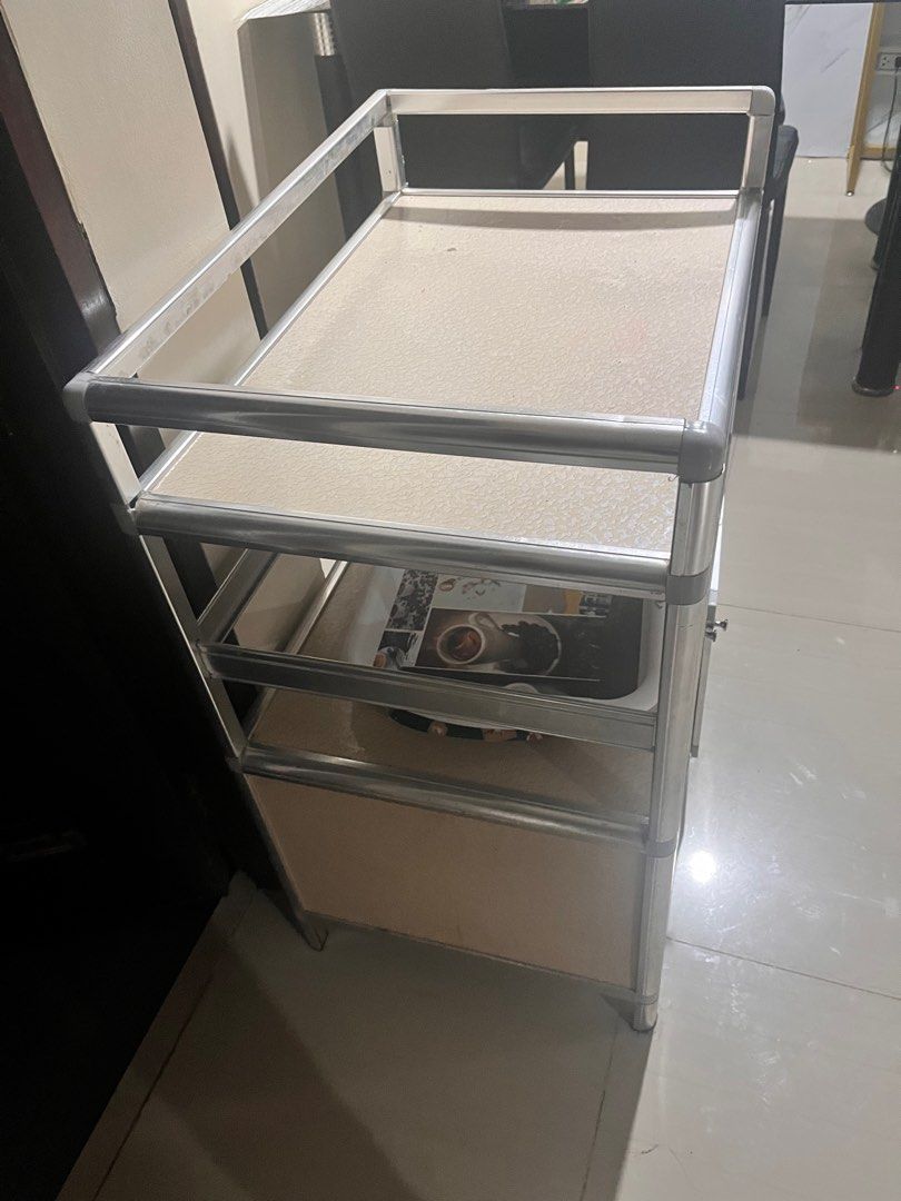 kitchen storage rack (Category: Other Home Appliances) located in Rizal. Submitted by authenticity17 (Listing ID 1382207193, Image 1). Description: Kitchen storage rack used useful for storing utensils or caseroles can be used for storage in kitchen equipment and groceries.