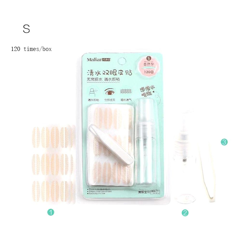 Malian Mesh Eyelid Tape (Category: Makeup) located in Quezon City. Submitted by beautynglamph (Listing ID 1382248365, Image 3). Description: Mesh EYELID TAPE 120pcs with Spray Bottle ✨️ Variants:❤️ Small Large Water-based ✅️ Mesh✅️ Easy to Use✅️ Travel Friendly ✅️ How to Use: Close your eye and apply the tape to your crease. Then, use the prong to gently push your eyelid in and create this new crease. As you push the eyelid inwards, open your eye