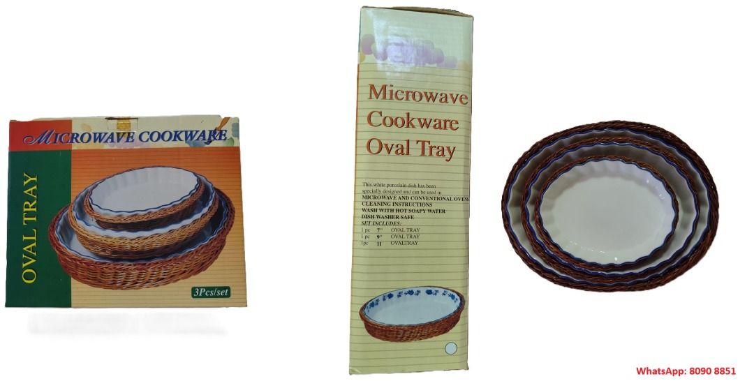 Microwave Cookware Oval Tray Set - 3 Pieces