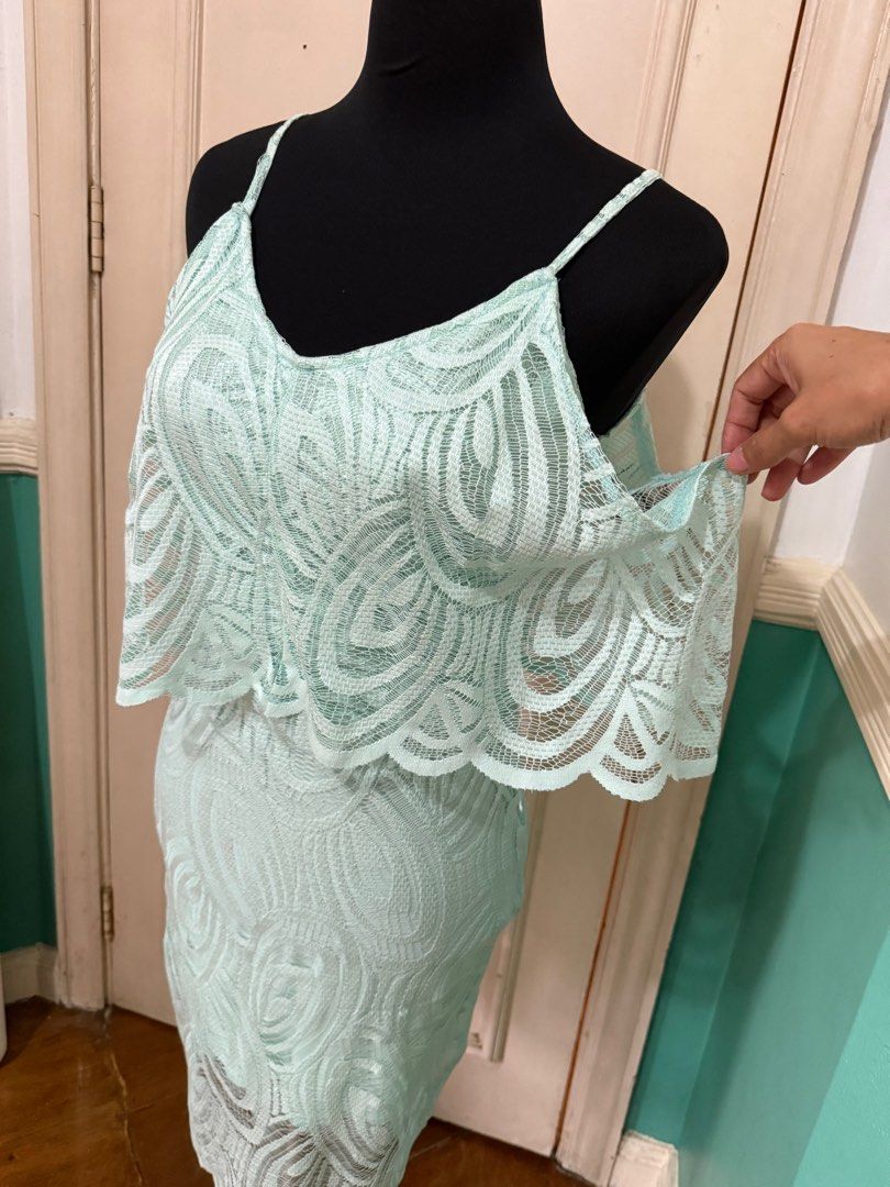 Mint Green Dress (Category: Dresses) located in Quezon City. Submitted by MJ_declutters (Listing ID 1382155253, Image 3). Description: Used once for a wedding size: small location: The Rock, Holy Spirit Drive, QC.