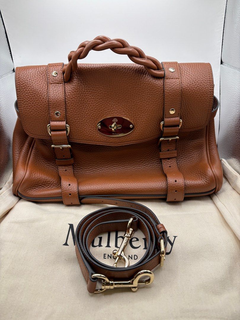 Muberry Alexa Bag New Version (Category: Luxury Bags & Wallets) located in Manila. Submitted by summercookie (Listing ID 1382274592, Image 1). Description: Used a few times Color: Chestnut An iconic Mulberry bag with braided top handle and double strap closure. Postman’s Lock closure Handcrafted braided top handle Adjustable leather shoulder strap for crossbody wear One main compartment Internal slip pocket Soft gold component finish Unlined Heig
