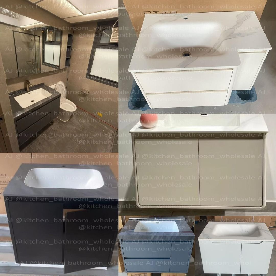 Premium quality PVC bathroom vanity 100% waterproof, high quality good workmanship ! / Gunmetal bathroom vanity / black bathroom vanity / curve vanity (Category: Bathroom & Kitchen Fixtures) located in Singapore. Submitted by kitchen_bathroom_wholesale (Listing ID 1382241541, Image 2). Description: Premium High Quality PVC Bathroom Vanity / Basin Cabinet No instock **Customized** Waiting time 2-3 weeks ** FULL SET** All sets come with a tap, loca