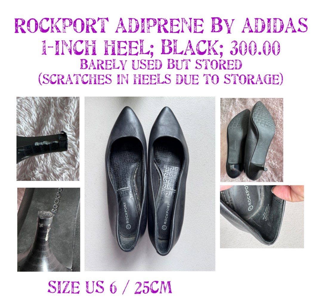 Rockport Black Heels Sz 6 (Category: Heels) located in Manila. Submitted by carriesel (Listing ID 1382258551, Image 2). Description: Preloved Rockport Adiprene by Adidas 1-inch heels Size 6 (25cm) Slightly used, stored Scratches from long storage ⚙️On hand 💵 300.00 FIRM 📌MOP: BPI or GCash ONLY Exact Payment First. No COD. No “Payment by Rider”. 📍MOD: Pick up Makati or Paranaque Shipping c/o Buyer 📱0*9*9*8*5*3*7*7*7*8*5.
