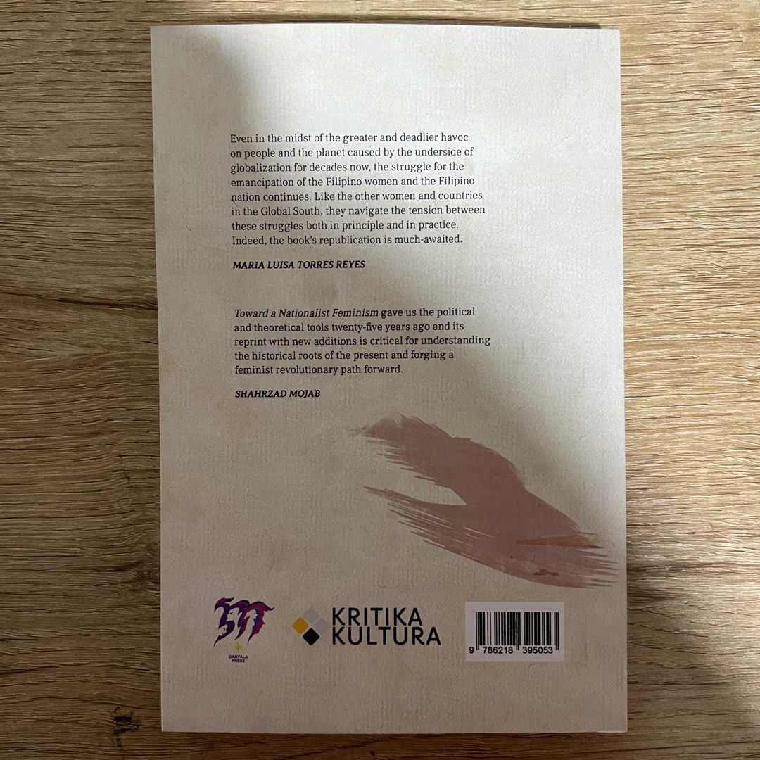 Towards a Nationalist Feminism (Category: Storybooks) located in Quezon City. Submitted by lunaaaarr (Listing ID 1382272974, Image 2). Description: Brand new. No flaws Rfs: Seriously decluttering ‼️ Payment first before shipping of item/s 🚫 No COD, bank transfer thru GCash ONLY ❌ Strictly no return/refund .