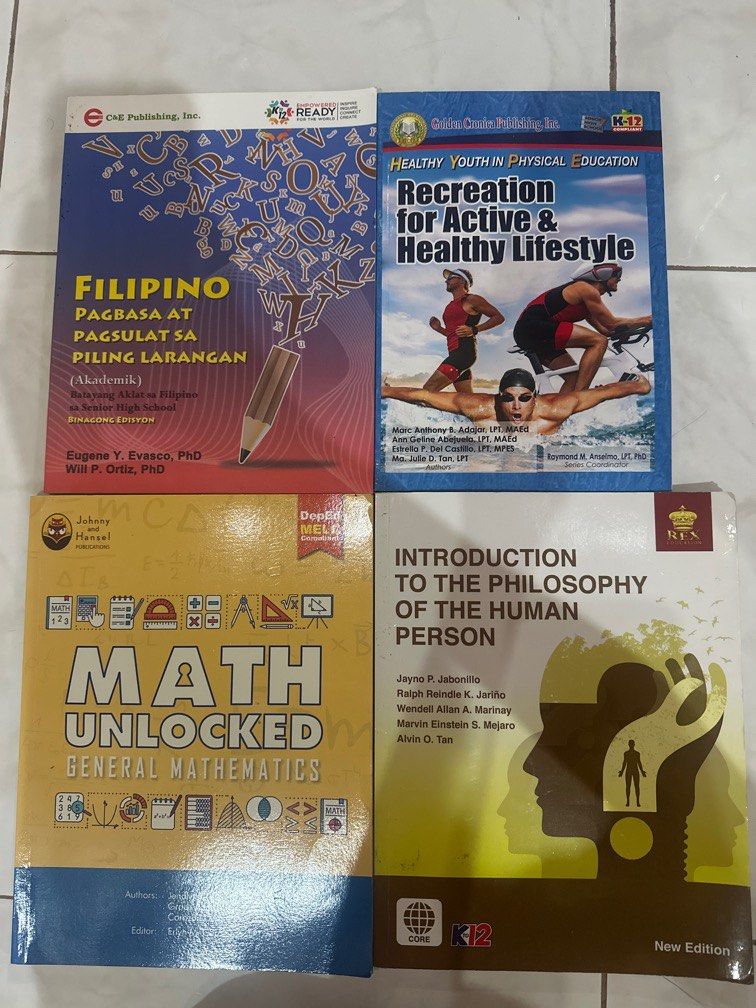 UST SHS BOOKS (HA, STEM) (Category: Textbooks) located in Manila. Submitted by ii_twixxx (Listing ID 1382123123, Image 1). Description: USTSHS Books (Never been used. No highlights and annotations) FILIPINO Pagbasa at Pagsulat sa Piling Larangan (P150) MATH unlocked General Mathematics (P150) PHILOSOPHY - Introduction to the Philosophy of Human Person (P150) HYPE - Recreation for Active and Healthy Lifestyle (P150) TAKE ALL: P500 MOD: J&T / Lalam