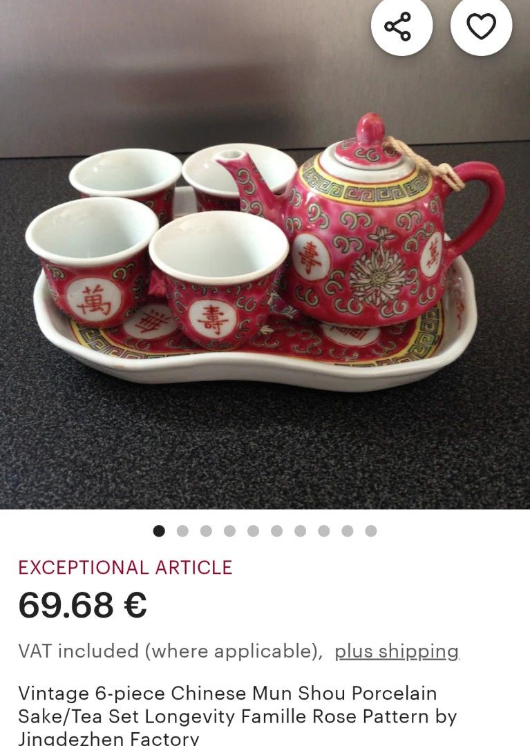 Vintage Chinese Sake/Tea set (Category: Coffee & Tea Tableware) located in Manila. Submitted by kharla2006 (Listing ID 1382120191, Image 2). Description: ❌NO COD❌ PAYMENT FIRST GCASH LOCATION:ILOCOS SUR.