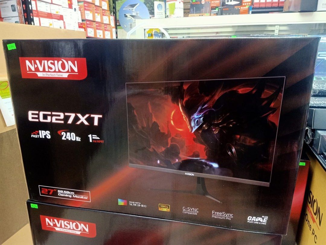 27” GAMING MONITO 240hz (Category: Monitor Screens) located in Muntinlupa City. Submitted by myles29 (Listing ID 1382469352, Image 1). Description: NVISION EG27XT 240Hz GAMING MONITOR‼️ 1080p Full HD 240Hz Refresh Rate IPS 1ms RESPONSE TIME Gsync Compatible/Freesync .