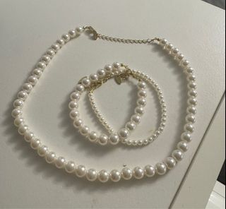 仿珍珠頸鏈、手鏈 (1套3件）64244470995202110