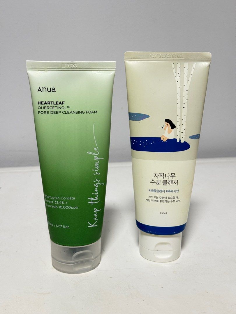 Anua Heartleaf Round Lab Birch Cleanser (Category: Face Care) located in Mandaluyong City. Submitted by mainesells_ (Listing ID 1382381299, Image 1). Description: RFS: Using a different cleanser Anua - 02/22/2027 (70% left) ₱200 Round Lab - 09/17/2026 (50% left) ₱100.