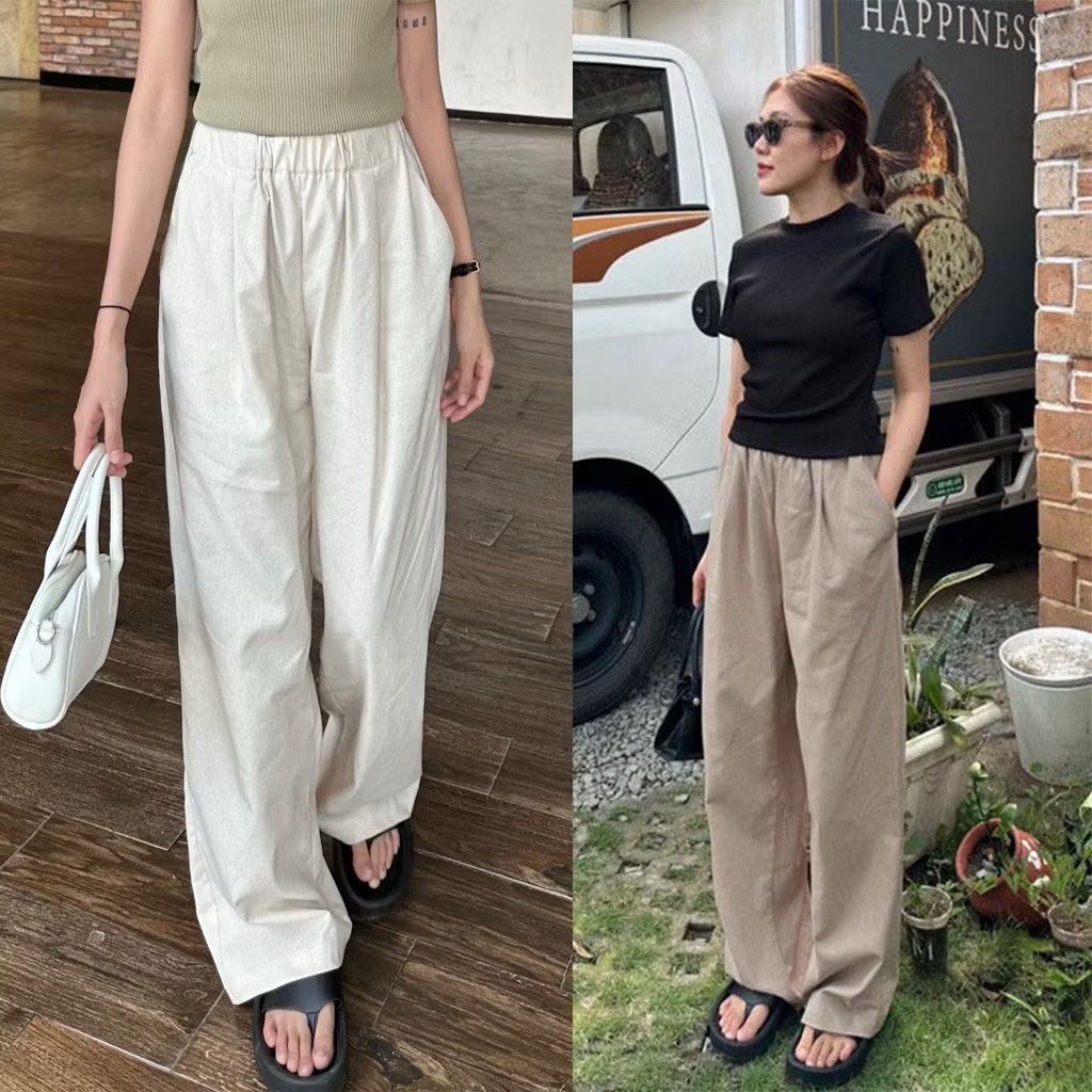 Black Linen Pants (Category: Other Bottoms) located in Taytay. Submitted by pyrozen99 (Listing ID 1382333048, Image 3). Description: •NEVER USED. BRAND NEW! •₱580 for 2 linen pants • Selling as a bundle •Color: Black • Size M-L (fits better on slim petites) • Made in Vietnam •RFS: Does not fit me.