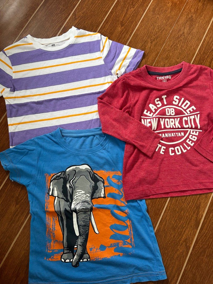 Boy Shirts Bundle (Category: Babies & Kids Fashion) located in Lipa City. Submitted by bituinpreloved (Listing ID 1382350710, Image 1). Description: 3pcs Boys T-shirts h&m, terranova, forgot the brand of the blue one 3yo to 4yo .
