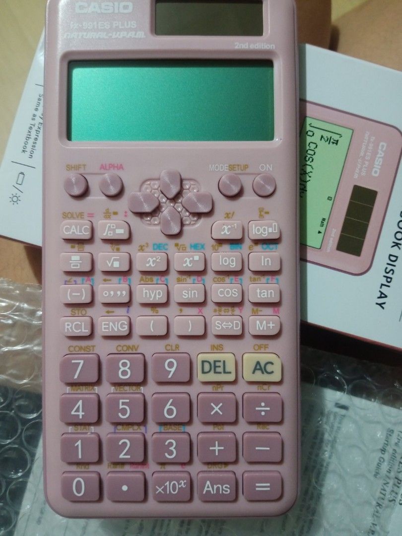 Casio FX 991 ES 2nd edition Scientific Calculator Pink (Category: Office & Business Technology) located in Tarlac. Submitted by lucym02 (Listing ID 1382384875, Image 1). Description: Casio FX 991 ES 2nd edition Scientific Calculator Pink solar and battery powered wt 417 functions & fast shift solve with complete box and manuals brand new negotiable highly recommended for stem student cons: di allowed sa prc p.s dont hesitate to message for more d