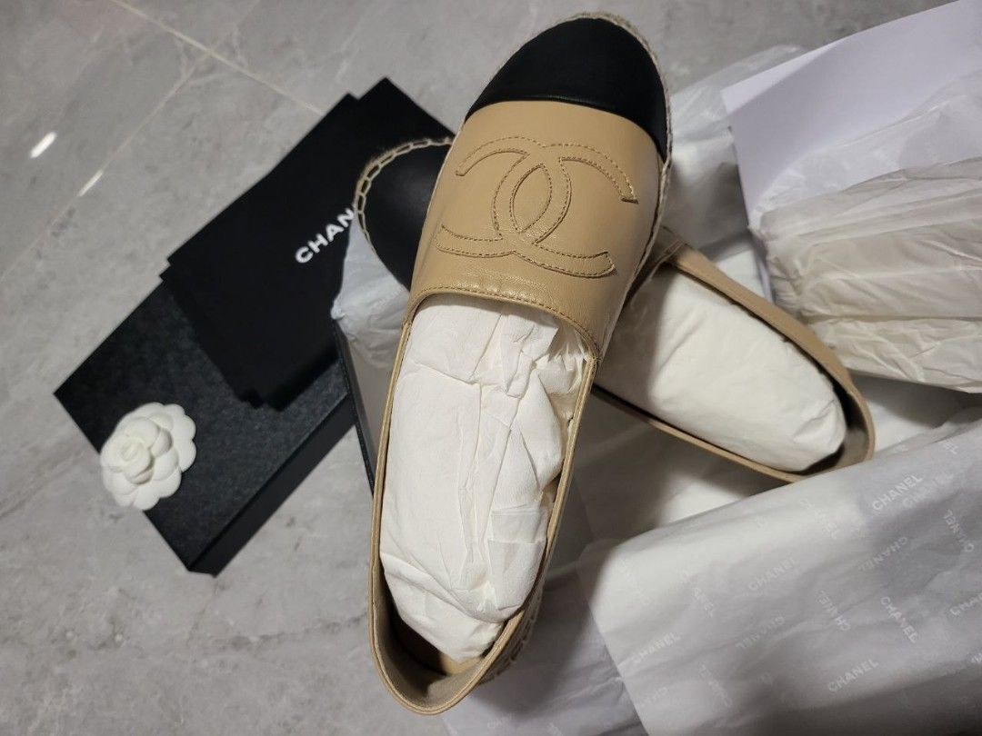 Chanel Espadrilles Beige and Black, Luxury, Sneakers Footwear