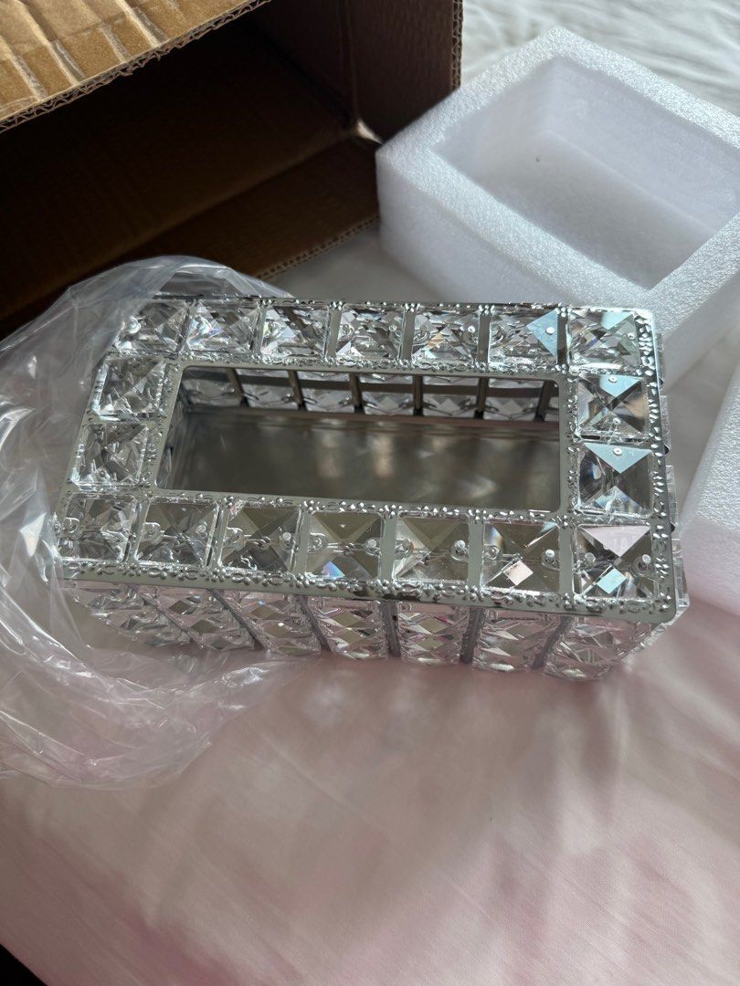 Crystal Embellished Tissue Box - Brand New