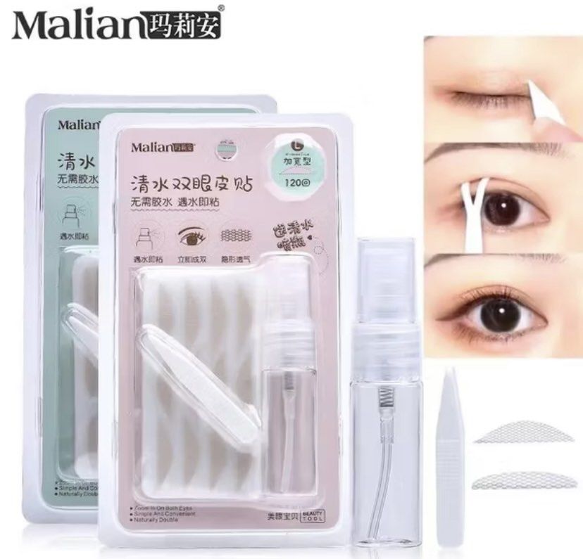 Eyelid tape (Category: Makeup) located in Quezon City. Submitted by jaianaapura (Listing ID 1382307015, Image 1). Description: Choose your eyelid tape on the pictures Variants: Eyelid tape pad Heart shape eyelid tape with tweezer Heart shape eyelid tape with tweezer and bottle spray Malian invisible eyelid tape with tweezer & bottle spray Location: Project 4 cubao qc.