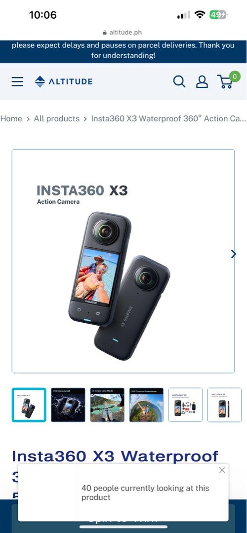 Insta360 X3 (Category: Video Cameras) located in Pasay City. Submitted by shansey21 (Listing ID 1382448736, Image 2). Description: Available!! Brandnew and sealed Insta360 X3 Unit only 19,390 pesos 1 year warranty Pick up / Meet up Vitocruz Taft malate manila cod / cop will do + sf.