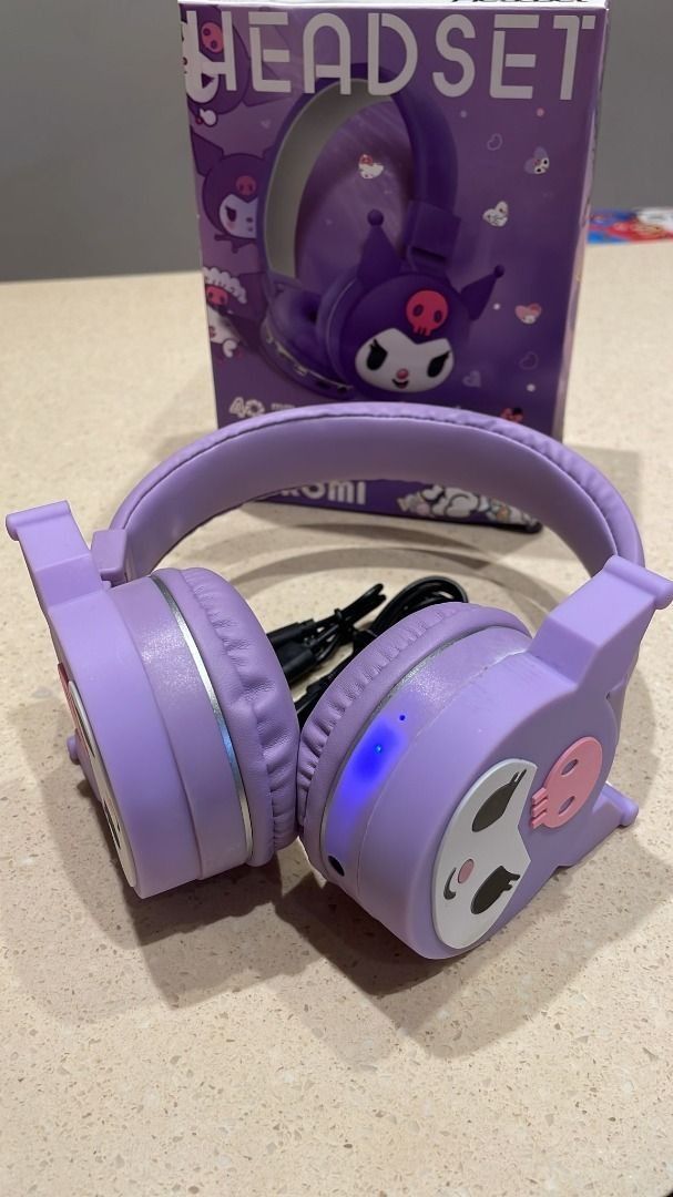 KUROMI Headsets Cute Cartoon Bluetooth Headsets Mobile Phone Computer Music Stereo Headsets Boy Gift63148621581569114