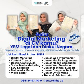 (Kategori: ) berada di . Dikirim oleh sertifikasibnspdigitalmarket (ID iklan 1382315216, Gambar 1). Deskripsi: .