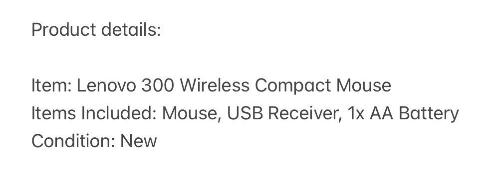 Lenovo 300 Wireless Compact Mouse - New63150456133505112