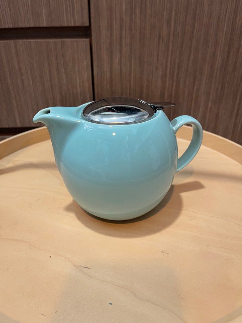 Light Blue Ceramic Teapot with Infuser