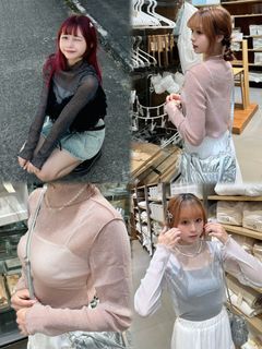 nowstyle22 閃閃薄長袖Top 銀灰色64218034004866110