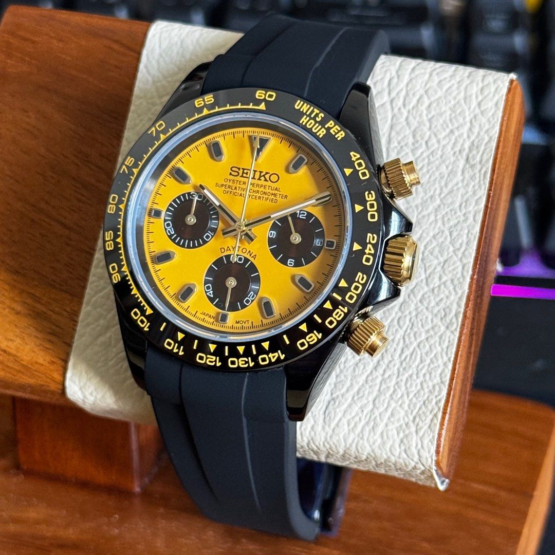 Seiko Daytona Bumble Bee Black Yellow VK63 Chronograph Special Homage